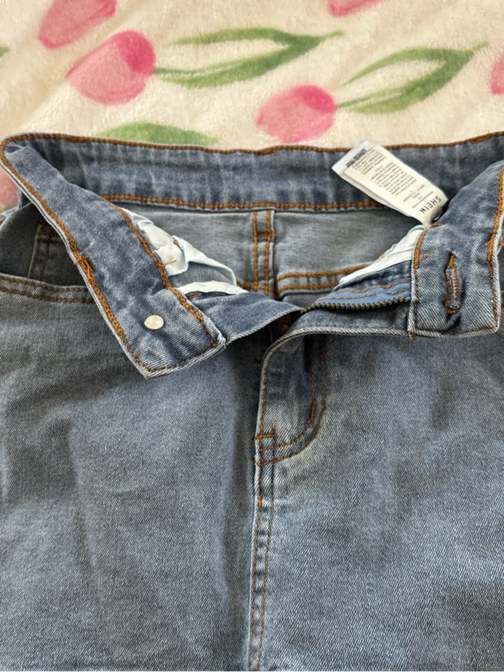 SHEIN Light Blue Denim Mini Skirt